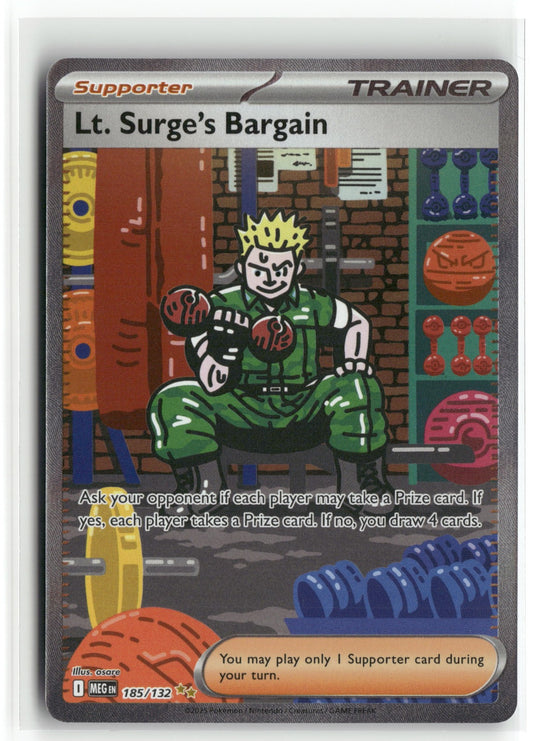 Pokemon Lt. Surge's Bargain 185/132 SIR 2025 ME01: Mega Evolution