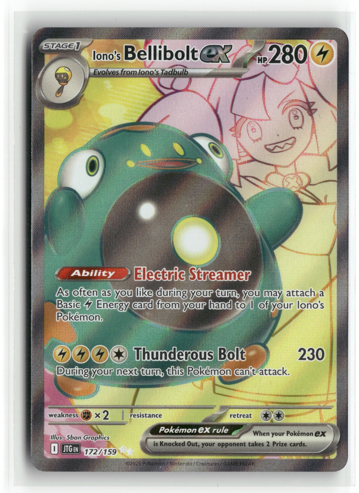 Pokemon Iono's Bellibolt ex - 172/159 Ultra Rare 2025 SV09: Journey Together