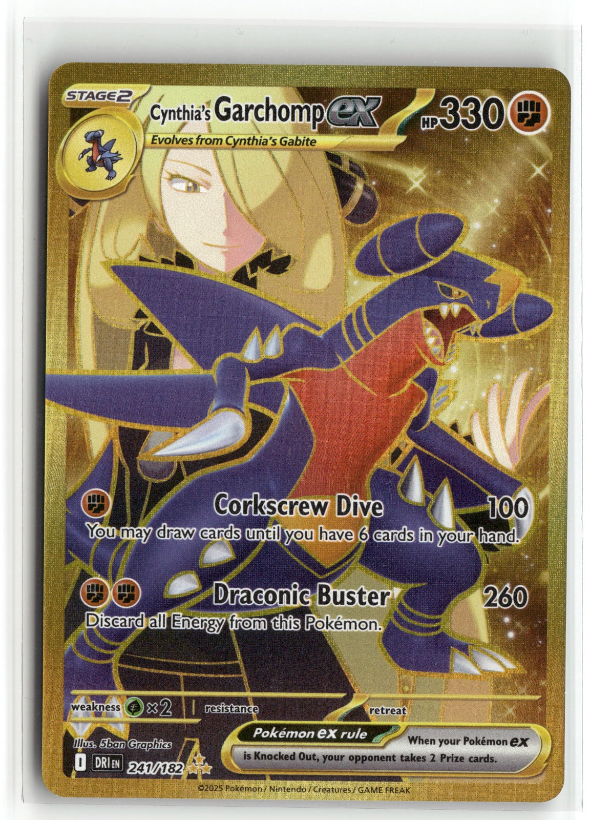 Pokemon Cynthia's Garchomp ex 241/182 Hyper Rare 2025 SV10: Destined Rivals