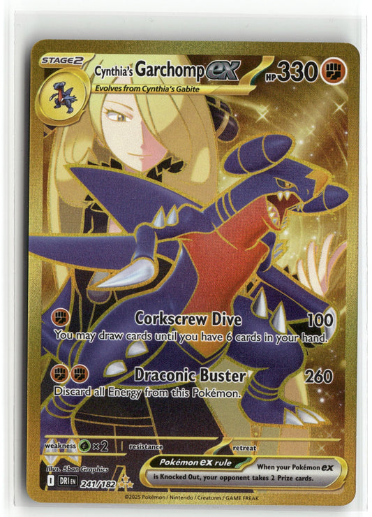 Pokemon Cynthia's Garchomp ex 241/182 Hyper Rare 2025 SV10: Destined Rivals