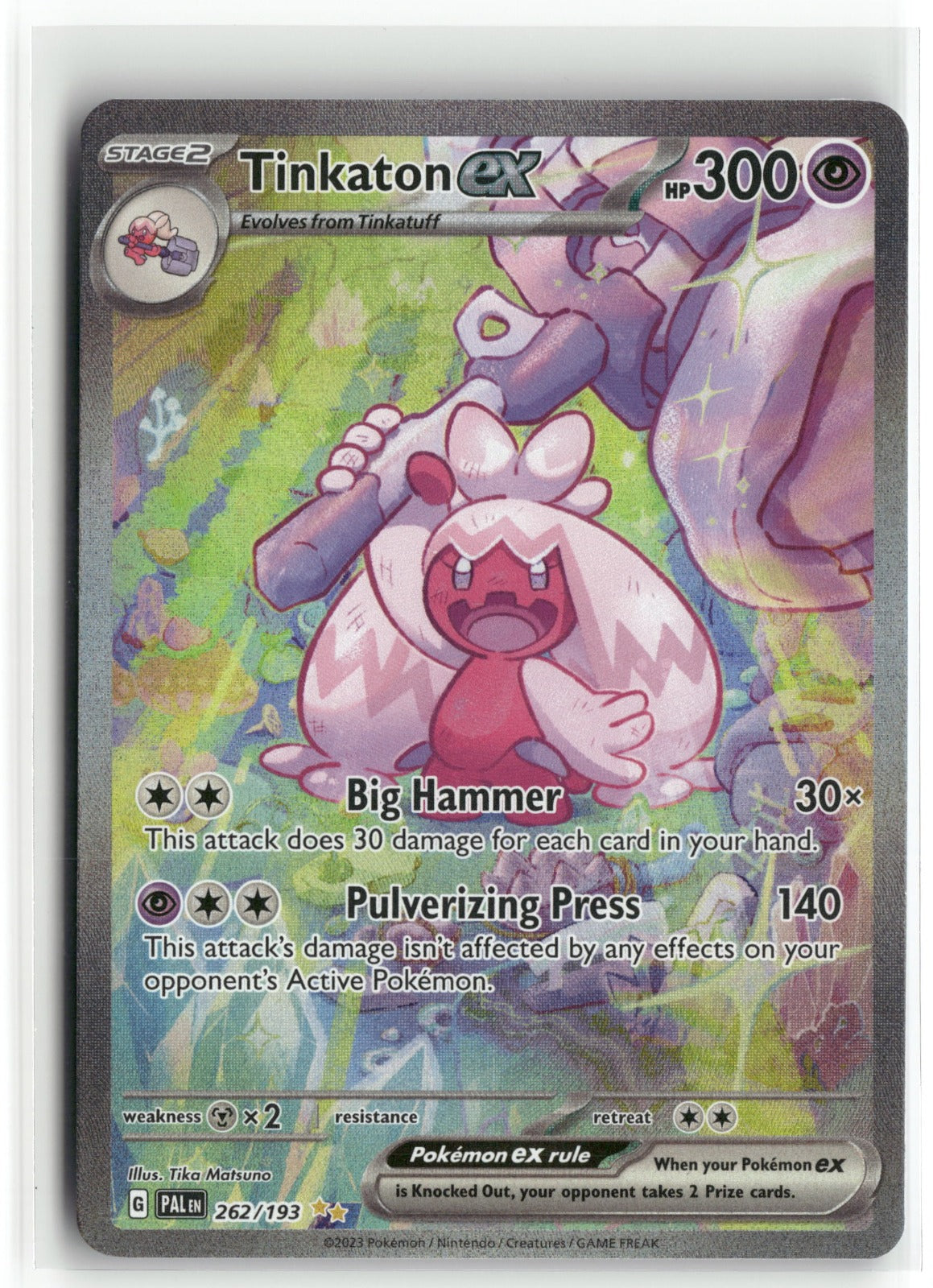 Pokemon Tinkaton ex 262/193 Special Illustration Rare 2023 SV02: Paldea Evolved