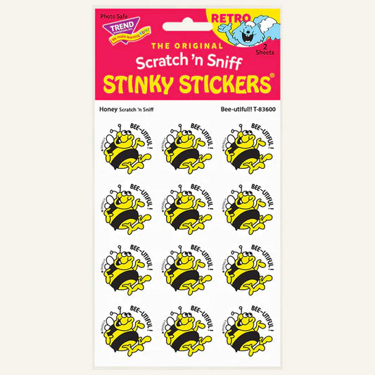 Bee-utiful! - Honey-Scented Retro Scratch 'n Sniff Stinky Stickers, 24 Stickers