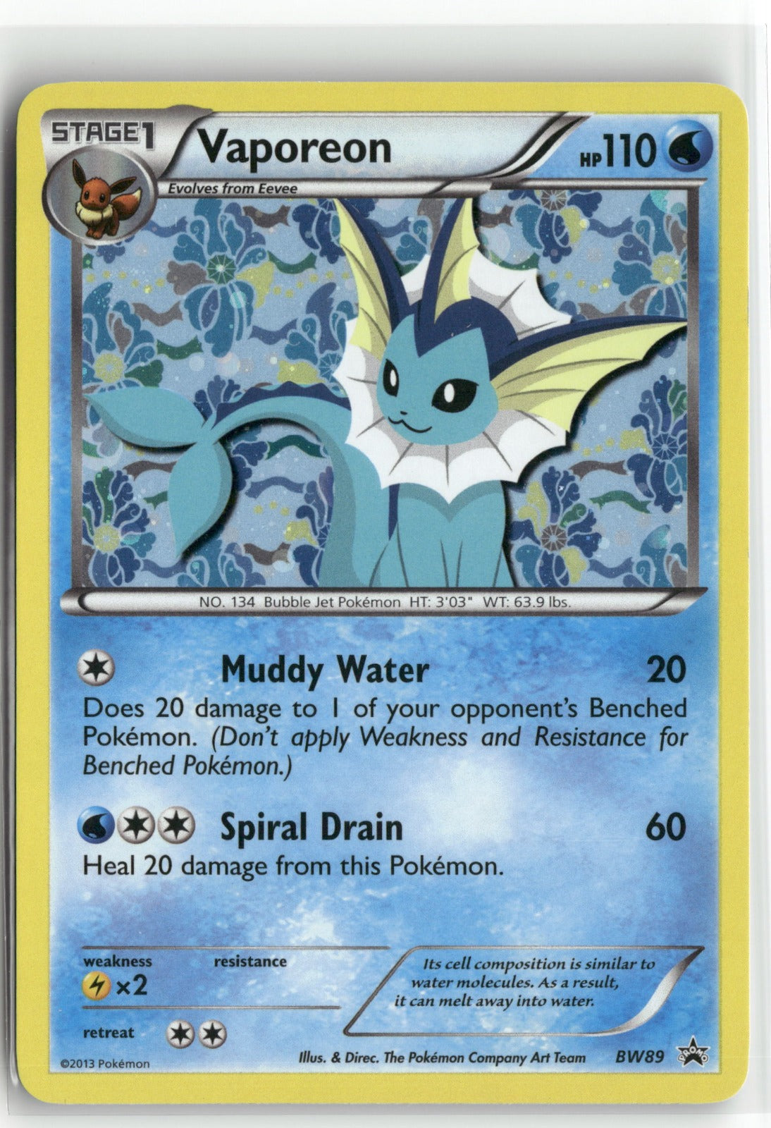 Pokemon Vaporeon - BW89 Promo 2011 Black and White Promos