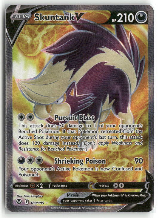Pokemon Skuntank V (Full Art) 180/195 Ultra Rare 2022 SWSH12: Silver Tempest