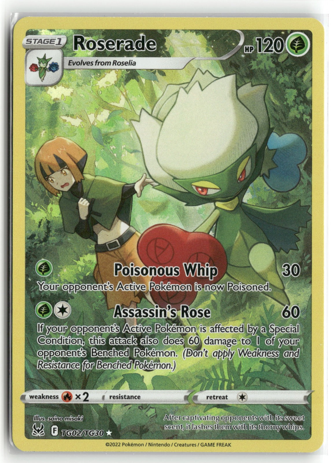 Pokemon Roserade TG02/TG30 Ultra Rare 2022 SWSH11: Lost Origin Trainer Gallery