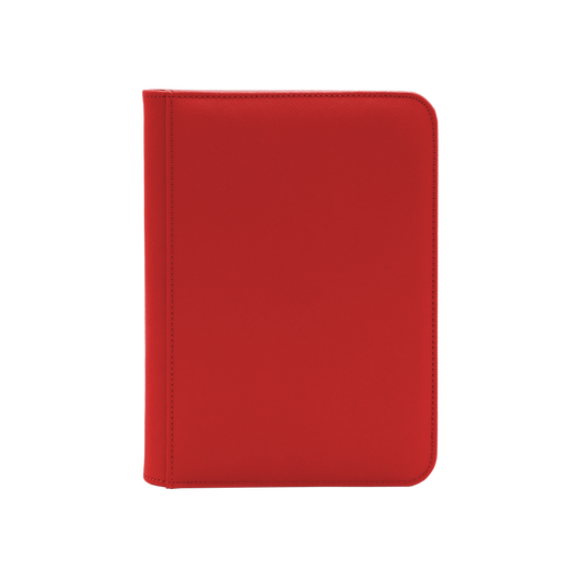 Generic 4-Pocket Zippered Toploader Binder - Leatherette Red (Holds 128)