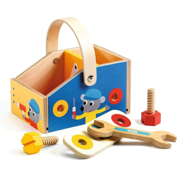 Djeco Minibrico Pretend Play Wooden Toolbox