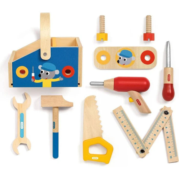 Djeco Minibrico Pretend Play Wooden Toolbox