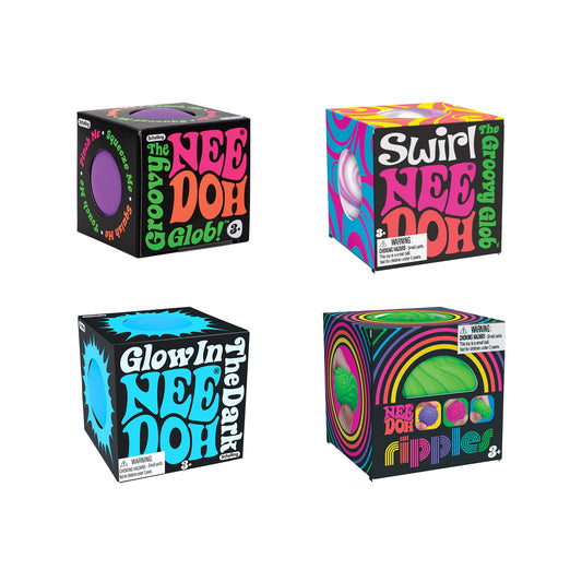 Schylling Teenie Stress Ball 4-Pack NeeDoh - Mini Squishy Fidget Toys (Random Styles)