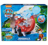 PAW Patrol Jungle Pups, Marshall Elephant Firetruck with Projectile Launcher, Toy Truck with Action Figure