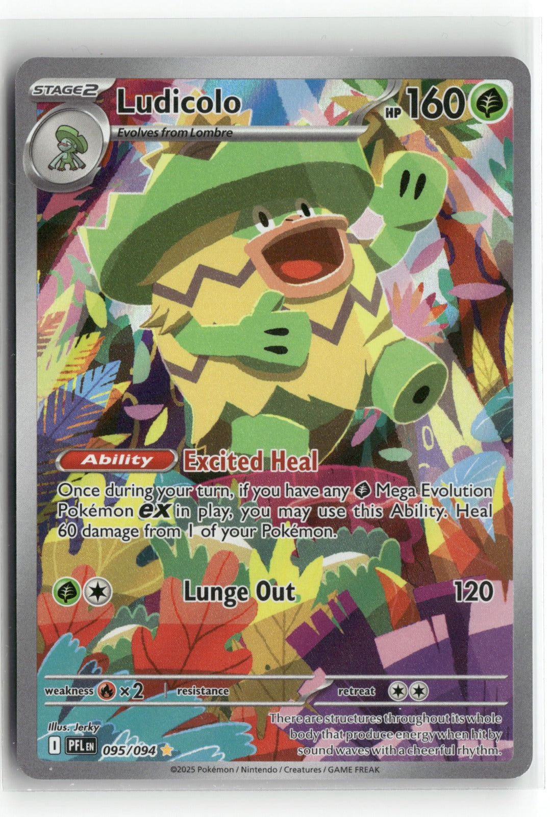 Pokemon Ludicolo 095/094 Illustration Rare 2025 ME02: Phantasmal Flames