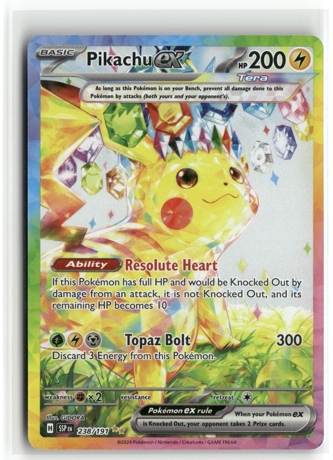 Pokemon Pikachu ex 238/191 Special Illustration Rare 2024 SV08: Surging Sparks