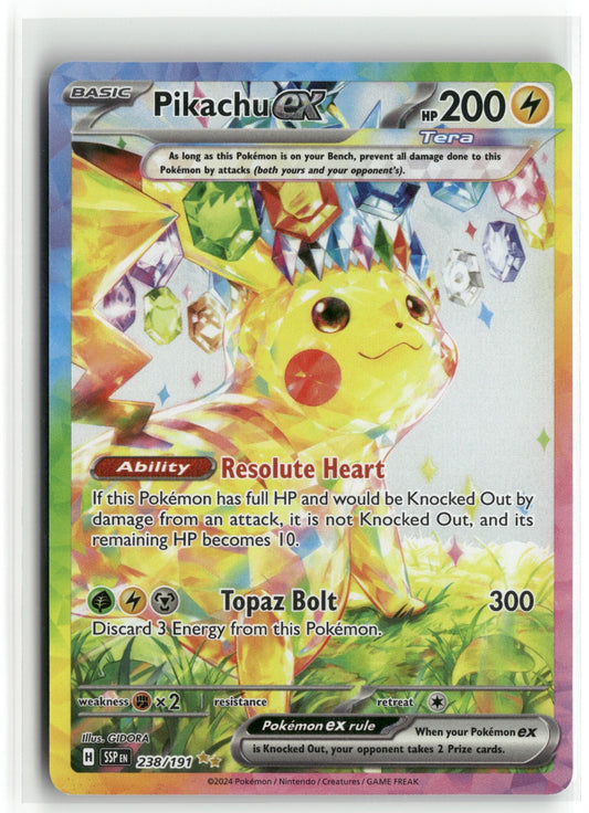 Pokemon Pikachu ex 238/191 Special Illustration Rare 2024 SV08: Surging Sparks