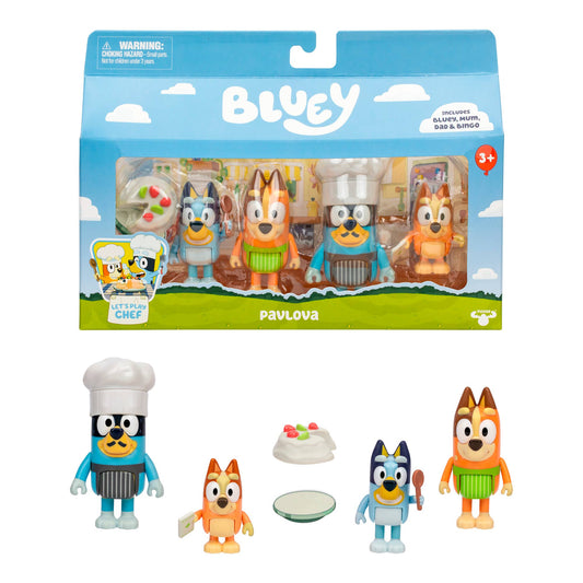 Bluey Let’s Play Chef Pavlova 4-Pack Figure Set
