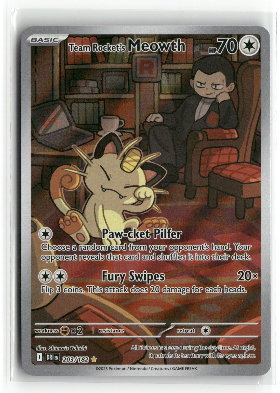 Pokemon SV10: Destined Rivals Team Rocket's Meowth 203/182 Holo