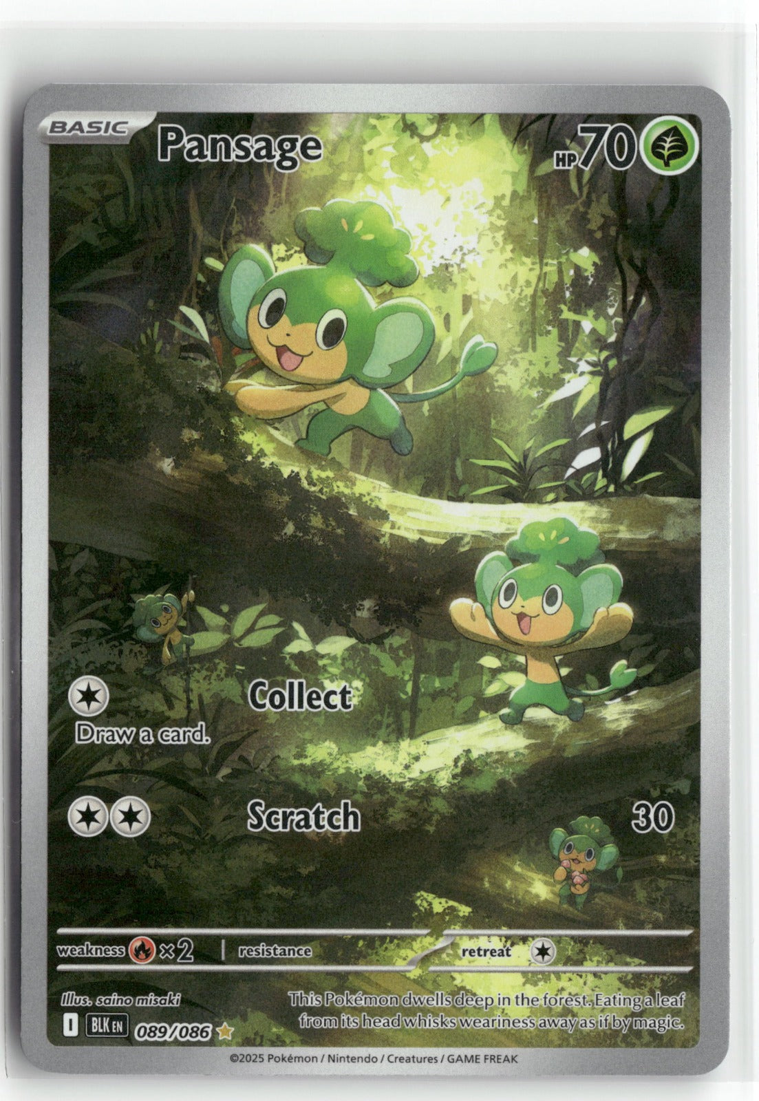 Pokemon Pansage 089/086 Illustration Rare 2025 SV: Black Bolt