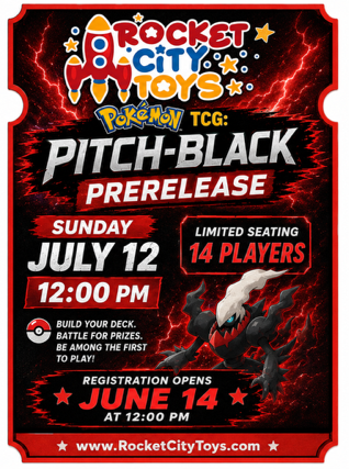 Pokemon TCG: Pitch Black Prerelease Entry 14 Seats July 12 Noon