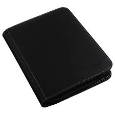 Generic 4-Pocket Zippered Toploader Binder - Leatherette Black (Holds 128)