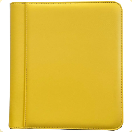 Generic 4-Pocket Zippered Toploader Binder - Leatherette Yellow