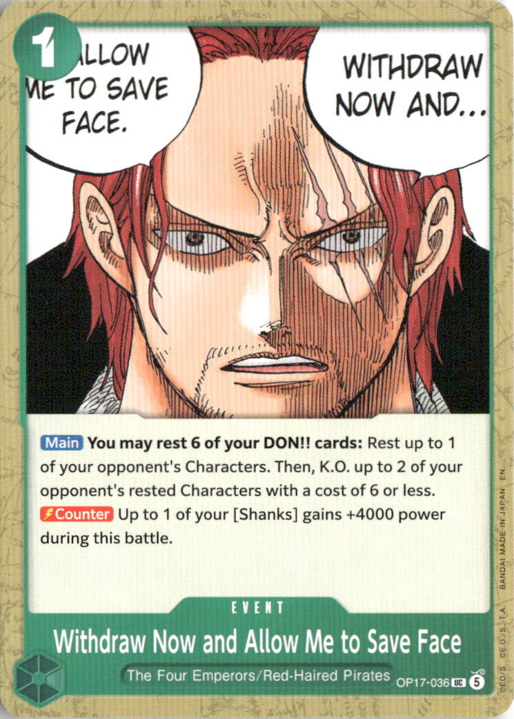 Withdraw Now and Allow Me to Save Face