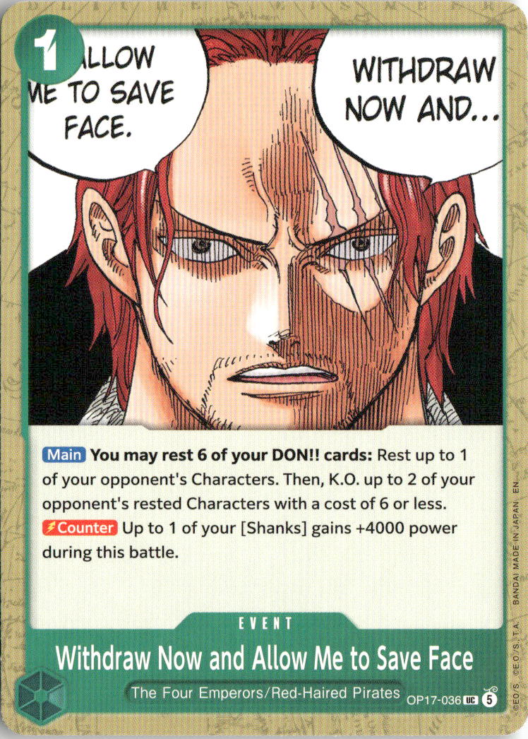 Withdraw Now and Allow Me to Save Face