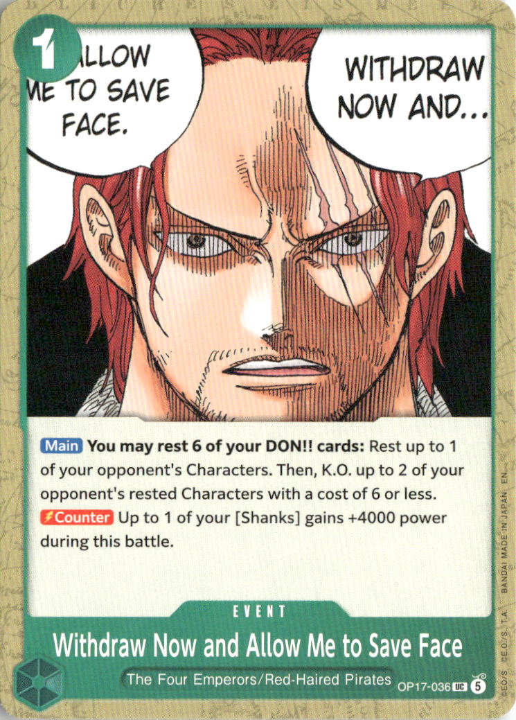Withdraw Now and Allow Me to Save Face