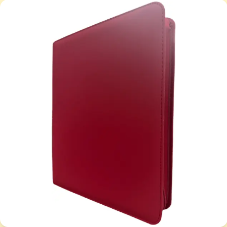 Generic Premium Series 9-Pocket Toploader Zippered Binder - Red/Red