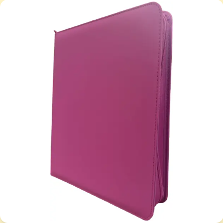 Generic Premium Series 9-Pocket Toploader Zippered Binder - Rose Red/Rose Red