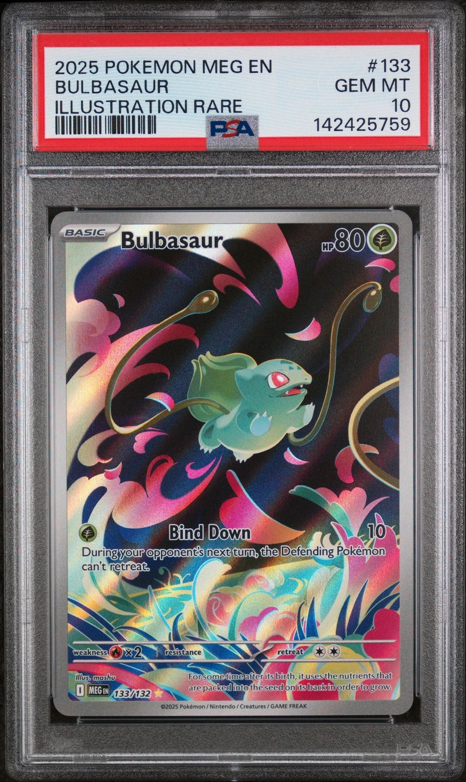 Pokemon TCG: 2025 Mega Evolution #133 Bulbasaur IR PSA 10