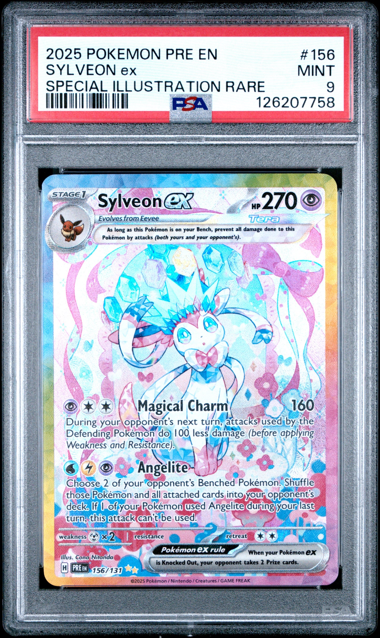 Sylveon ex 156/131 (Special Illustration Rare) – Prismatic Evolutions 2025 – PSA 9